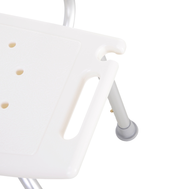 HOMCOM Scaun de Duș Antiderapant cu Spătar și Înălțime Reglabilă pe 8 Poziții, 50,6x43x71-88 cm, Alb