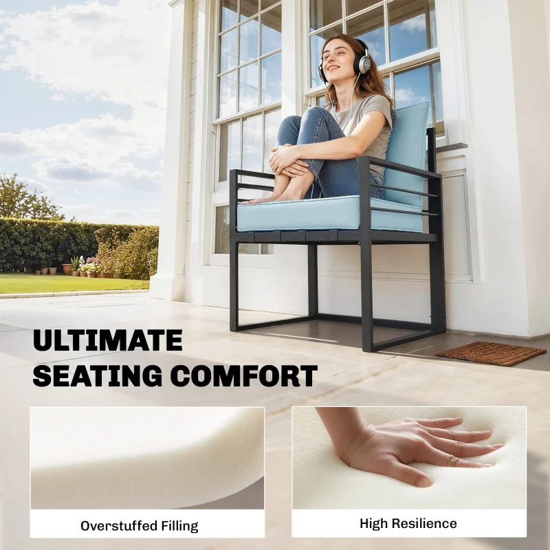 Outsunny Outdoor Seat and Back Cushion Set, 63L x 55W x 15Dcm Patio Deep Seating Chair Fade Resistant Replacement Cushion, Light Grey