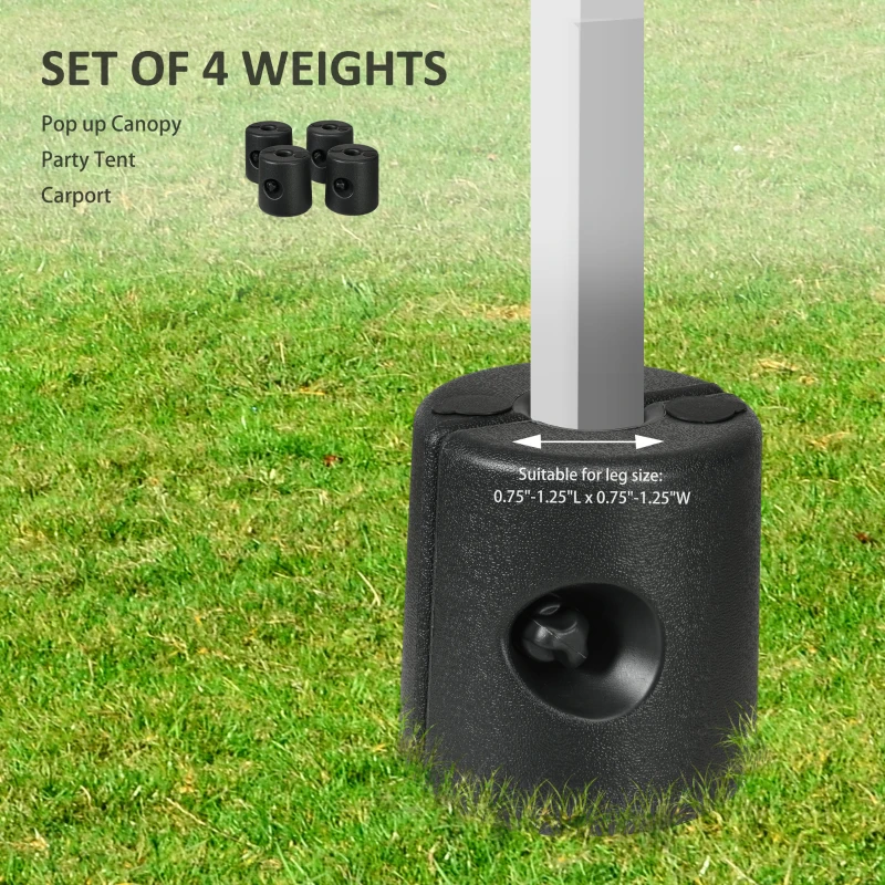 Outsunny HDPE Tent Weights Set of 4, Canopy Weights, Fill with Water or Sand, 48KG