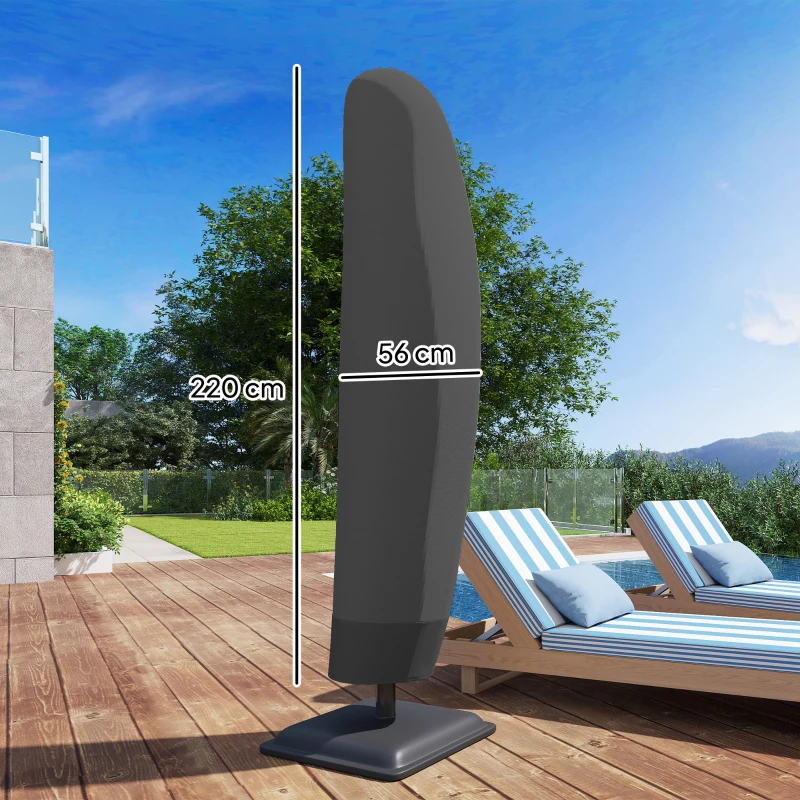 Outsunny Parasol Cover, 600D Oxford Cantilever Umbrella Cover Fit for 2-4m Parasol, Banana Umbrella Protector with Zipper for Outdoor Garden, Patio, Black