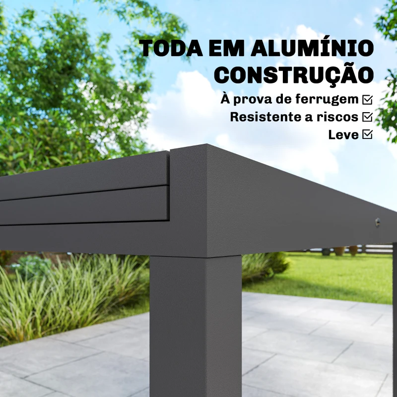 Outsunny Mesa de Jantar Exterior Extensível 135/270 cm para 6-10 Pessoas de Alumínio com Tampo de Ripas Cinzento Escuro