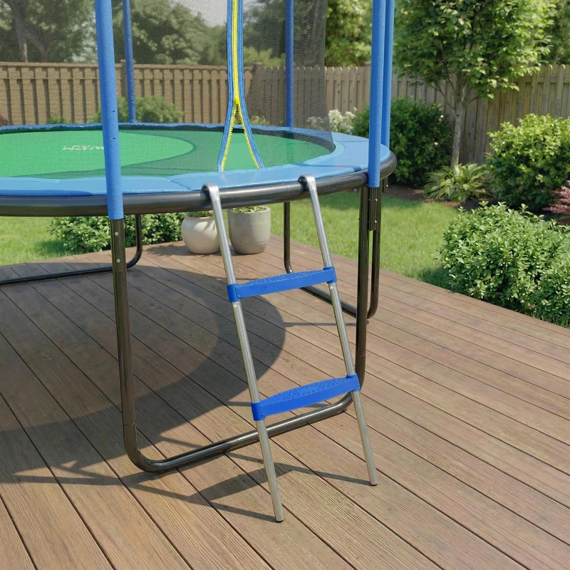 SPORTNOW Trampoline Ladder, 2-Steps with Horizontal Wide Steps, Universal Hook, Galvanised Steel Frame, 150kg Load Capacity