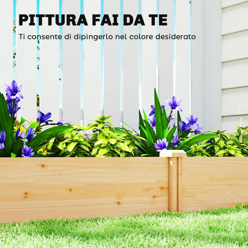 Outsunny Orto in Cassetta con Divisorio Centrale e Fondo Aperto, in Legno di Abete, 235x121x26 cm, color Legno