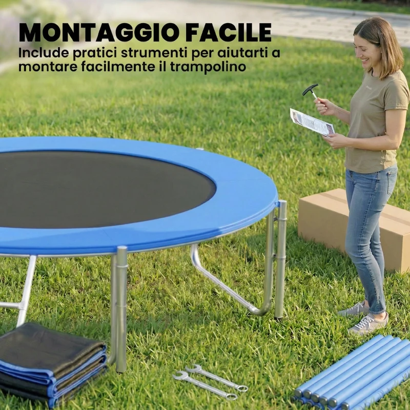 SPORTNOW Trampolino 305 cm con rete di protezione e scaletta per esterni.