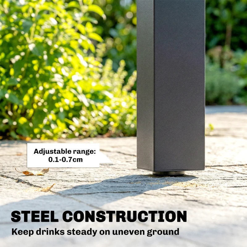 Outsunny 5 Pieces Garden Dining Set, Garden Table and Chairs Set for 4 with Square HDPE Table and Chairs with Armrests, Black