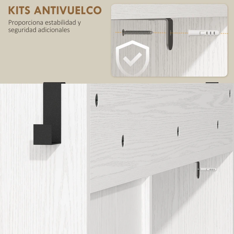 HOMCOM Zapatero Estrecho con 2 Cajones Abatibles Estantes Ajustables para 12 Pares para Espacio Reducido 106,7x26x116cm Blanco