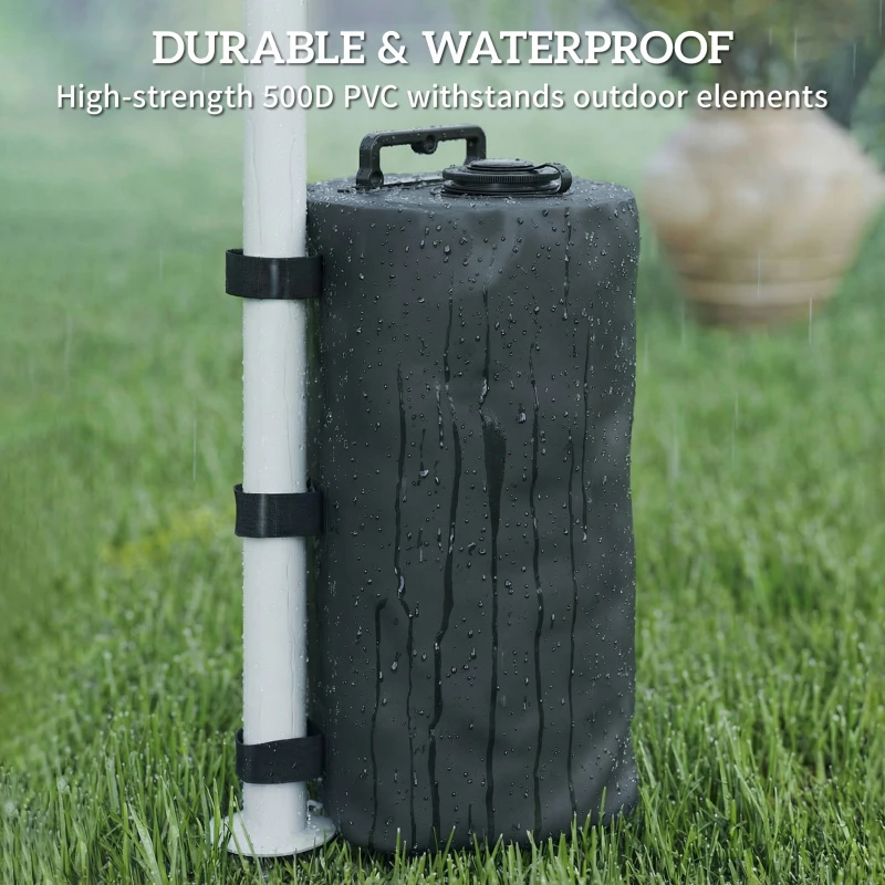 Outsunny Set of 4 Gazebo Weights Sand Bags, Gazebo Water Weights Bags with Carry Handles for Garden Marquee, Parasol, Black