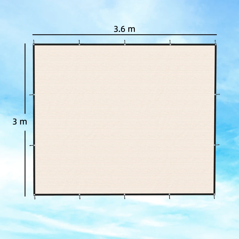 Outsunny Sun Shade Sail UV Protection Canopy with Stainless Steel Eyelets for Patio Garden 3 x 3.6 m Beige