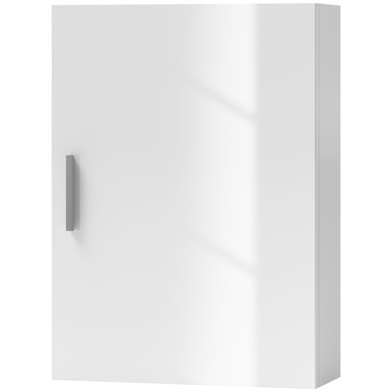 HOMCOM Armario de Baño de Pared con Estantes Ajustables de Vidrio Templado Ahorro de Espacio 40x15x55 cm Blanco Brillo