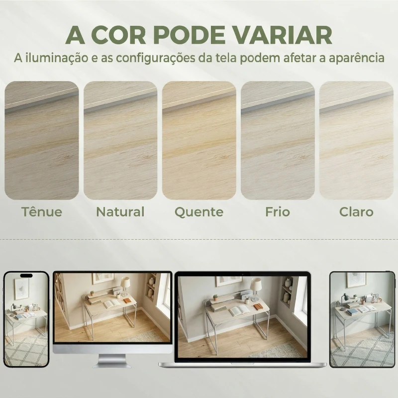 HOMCOM Secretária Moderna com Prateleira e Estrutura Metálica Fácil Montagem 98x48x88,5 cm Carvalho