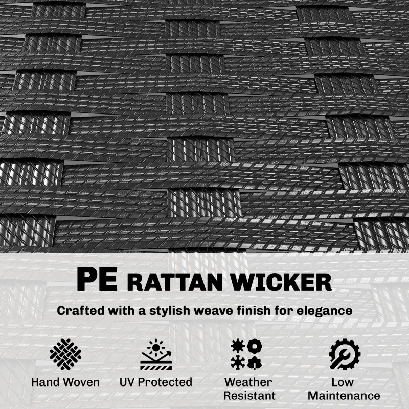 Outsunny 3 Piece Rattan Bistro Set, PE Wicker Garden Furniture Conversation Set with 2 Tier Glass-Top Table, Chairs, Cream White