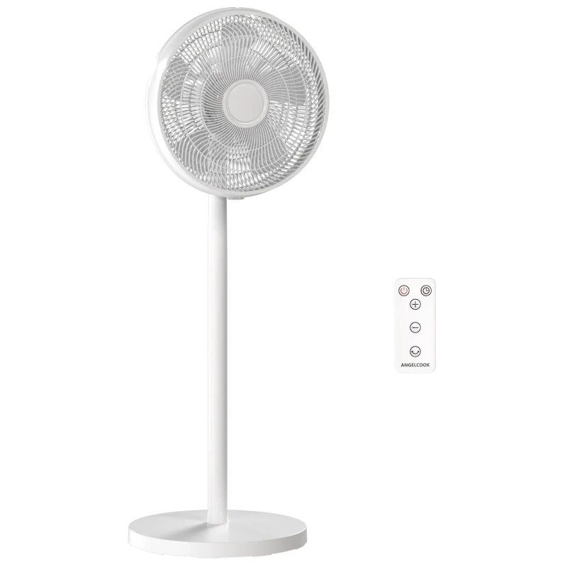 HOMCOM Ventilateur sur pied, ventilateur silencieux avec oscillation à 80°, hauteur réglables, 4 vitesses, minuterie 10H, blanc