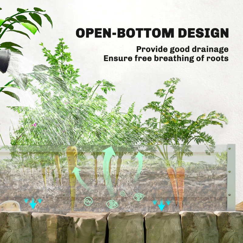 Outsunny Small Greenhouse with Raised Garden Bed, Galvanised Walk-in Greenhouse with Roll Up Windows, 141 x 141 x 190 cm, White