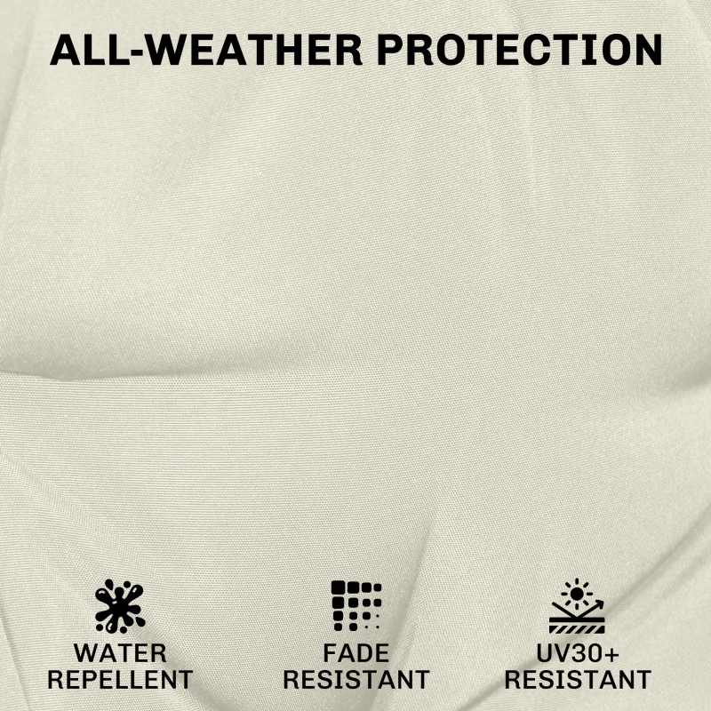 Outsunny Outdoor Chair Seat Cushions Set of 2, Garden Chair Cushions with 7cm Thick Foam & Ties, Cream White