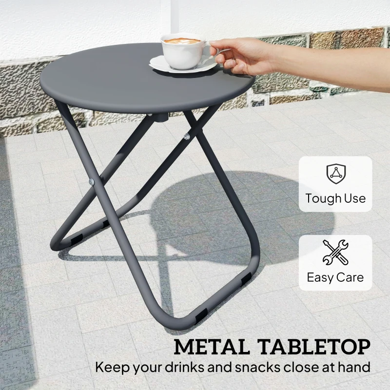 Outsunny Patio Bistro Set, Folding Patio Furniture Set with 2 Chairs and Table, Grey