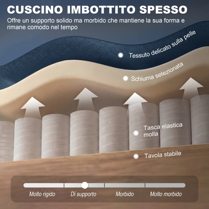 HOMCOM Poltrona per Salotto in Stile Francese con Seduta Imbottita e Cuscini, in Velluto, 74x86x102 cm, Blu