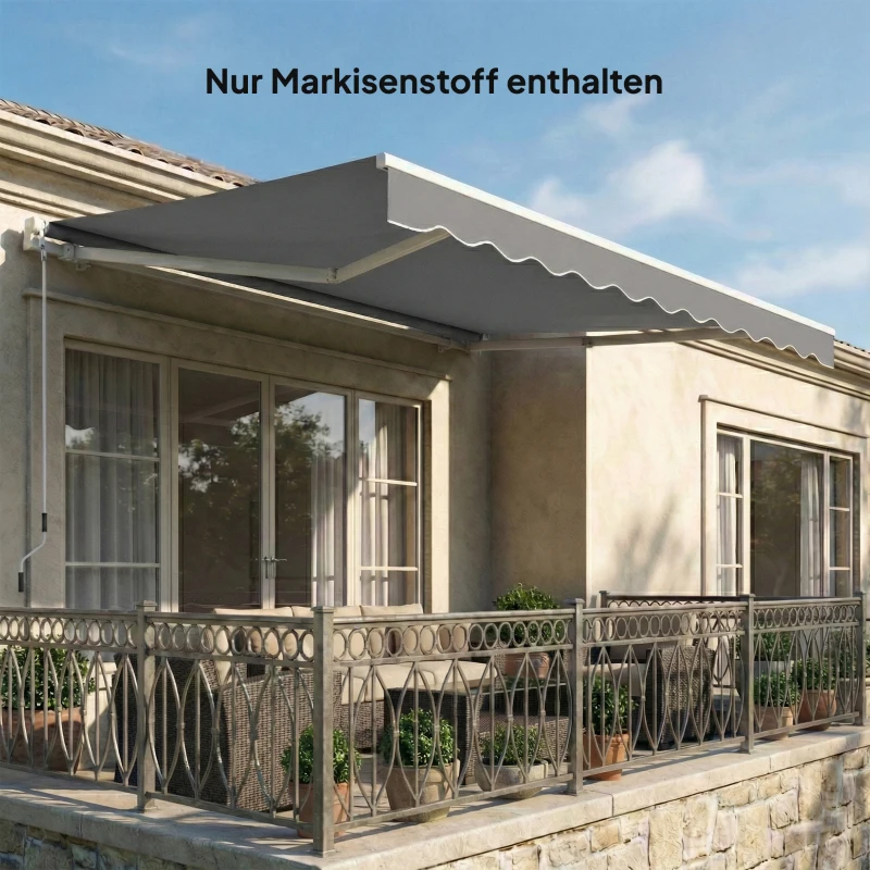Outsunny Ersatzstoff für Markise – Sonnenschutzdach UPF 50+ für 3,5 x 2,5 m Rahmen, Dunkelgrau