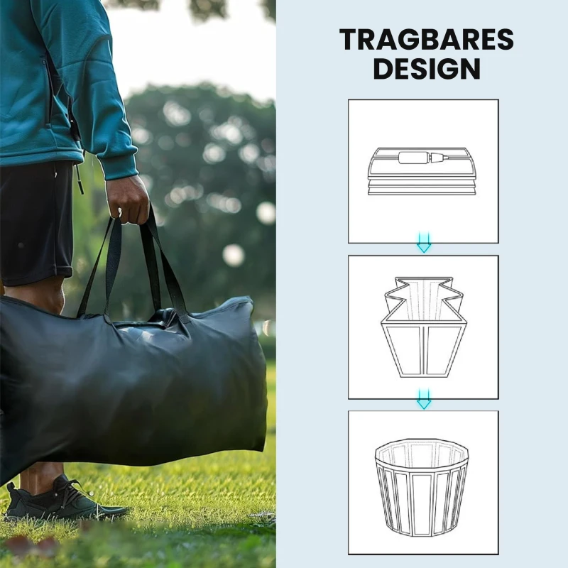 Outsunny Eisbad Ø78 cm Faltbare Eisbadewanne aufblasbare tragbare Eistonne 280L mit 3 Isolierschichten Abdeckung, Schwarz