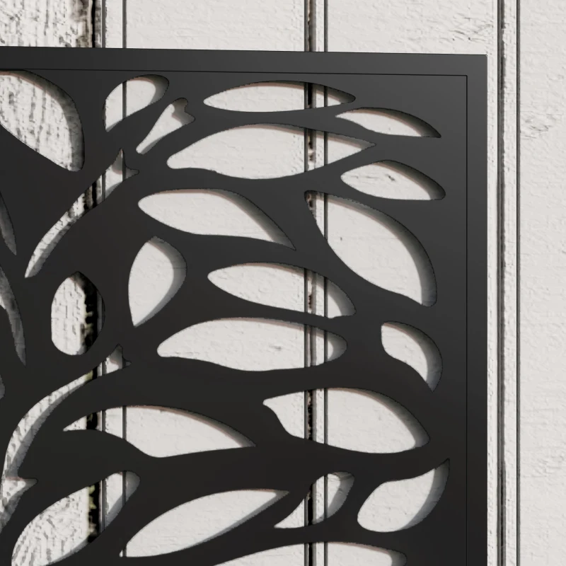 Outsunny Outdoor Metal Planter, with Back Trellis - Black