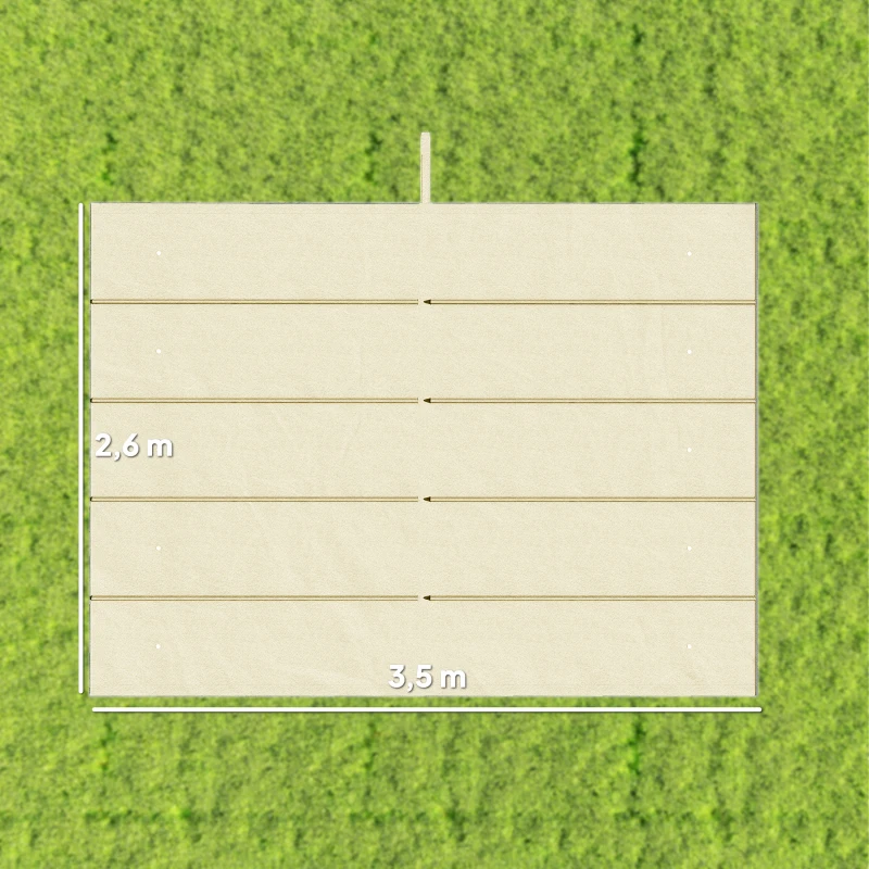 Outsunny Cubierta para Techo Retráctil de 3,5x2,6m para Pérgola 4x3 Tela de Repuesto con 10 Orificios de Drenaje Crema