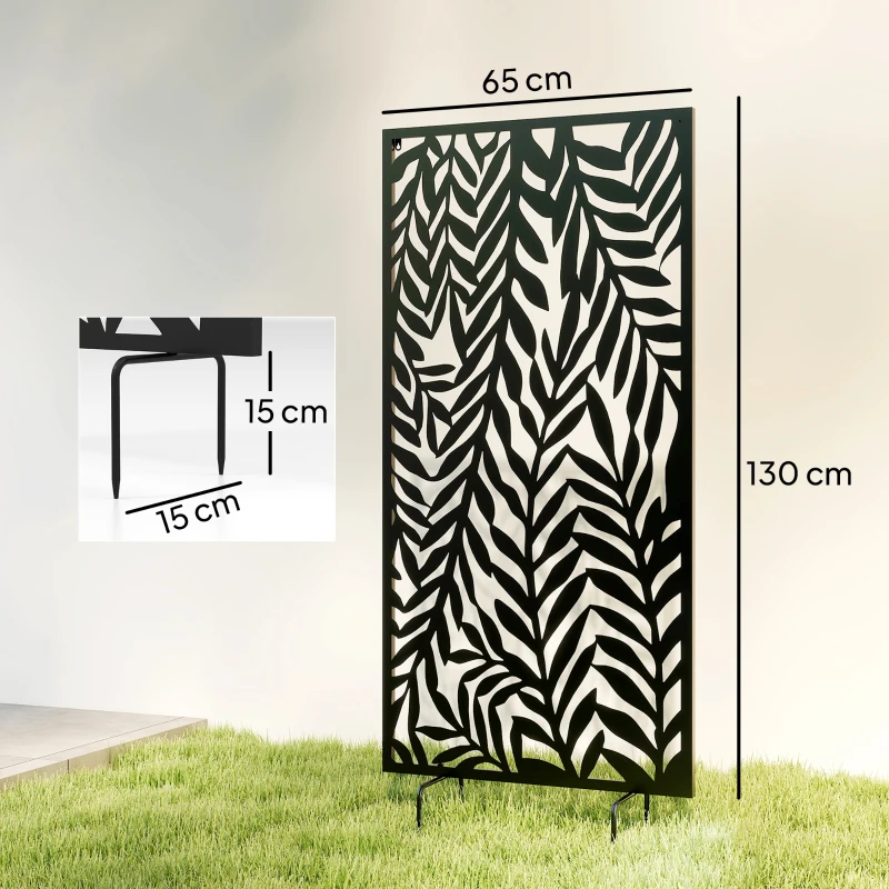 Outsunny Raumteiler 65 x 130 cm Freistehend Hängend Paravent, Trennwand Sichtschutz aus Metall Schwarz