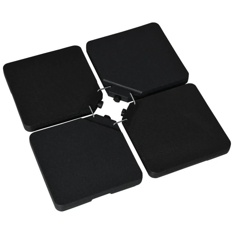 Outsunny Bază pentru Umbrelă din 4 Piese Reumplibilă cu Apă sau Nisip și Cârlige de Conexiune, Negru