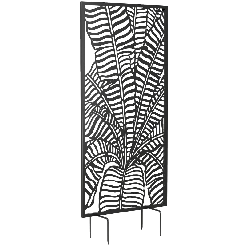 Outsunny Raumteiler 65 x 130 cm Freistehend Hängend Paravent, Trennwand Sichtschutz aus Metall Schwarz