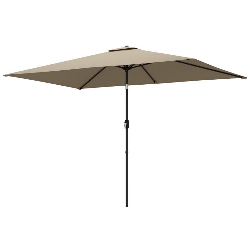 Outsunny Garden Parasol, Parasol Umbrella with Crank Handle, Tilt Function, Polyester Canopy, Khaki