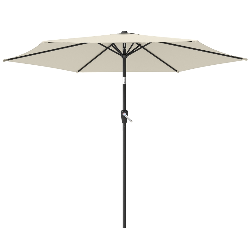Outsunny Sonnenschirm 270 cm knickbar Balkonschirm mit Kurbel UV 50+ Gartenschirm Cremeweiß