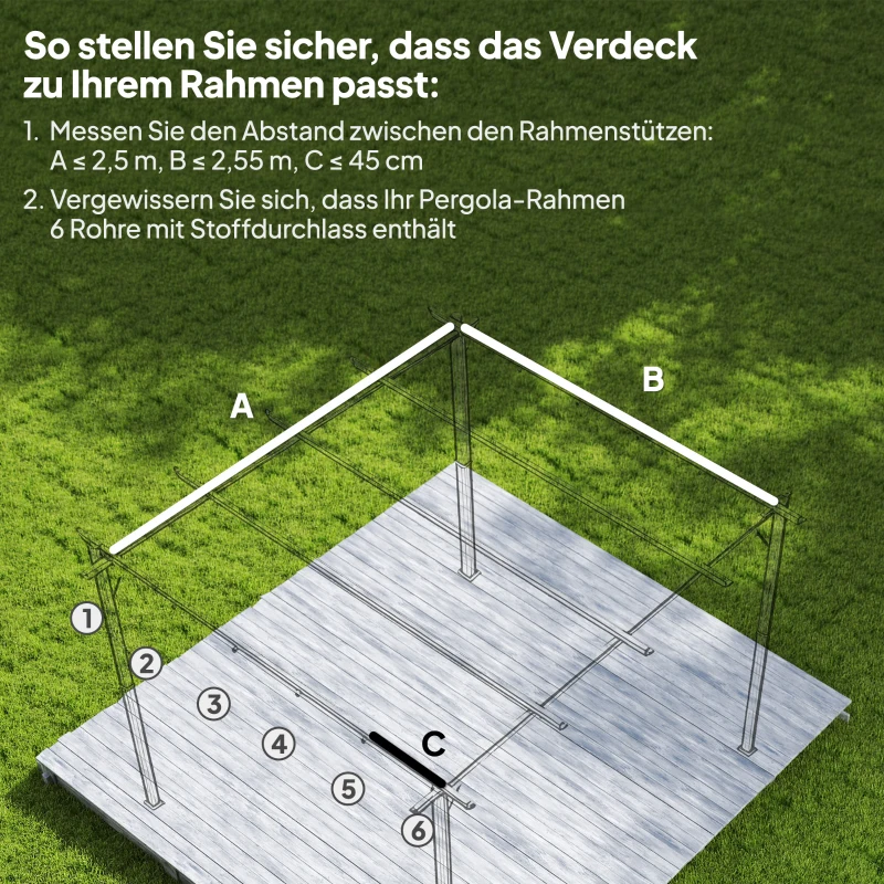 Outsunny Ersatzdach für 3 x 3 m Pergola, einziehbar, mit Regenabflusslöchern, wetterfest, Polyester, 250 x 255 cm Kaffee