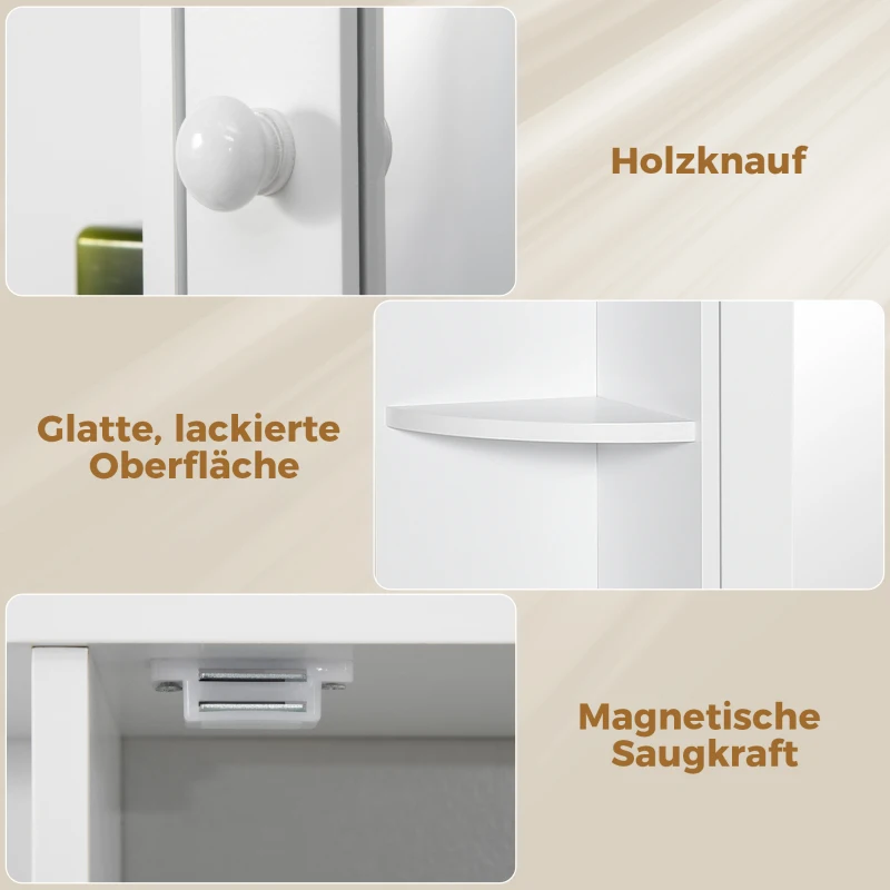 HOMCOM Spiegelschrank Badspiegel Wandmontage Hängeschrank Badezimmerregal Badeschrank 8 Fächer Mehrzweckschrank für Badezimmer MDF Weiß 66 x 17 x 63