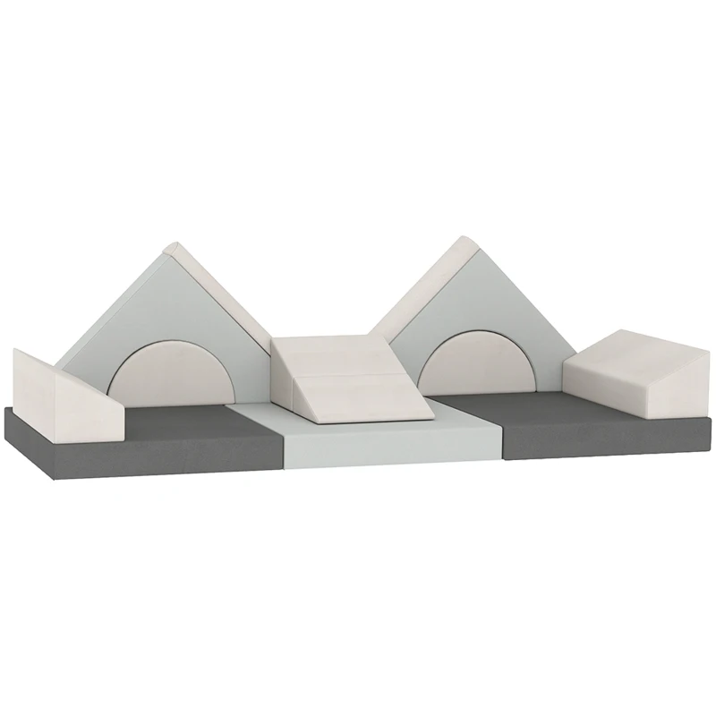 AIYAPLAY Kids Play Sofa, 12 Pieces Foam Modular Soft Play Set for Playroom, Children Convertible Sofa for Boys and Girls, Grey