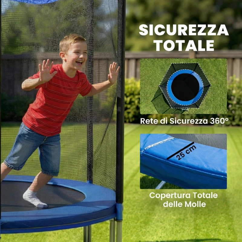 SPORTNOW Trampolino 305 cm con rete di protezione e scaletta per esterni.