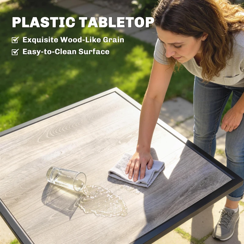 Outsunny 5 Pieces Outdoor Dining Set with Cushions, Garden Dining Set for 4 with Square Table and Stackable Chairs