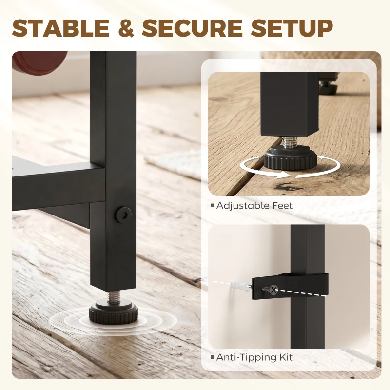 HOMCOM Industrial Wine Bar Cabinet Freestanding Liquor Cabinet 16-Bottle Wine Rack Glass Holder Rustic Brown