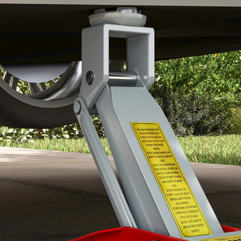 HOMCOM Cric Idraulico con Sollevamento 12-30 cm e Capacità 2 Tonnellate, in Acciaio Rinforzato, Rosso e Grigio