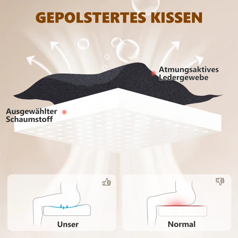 HOMCOM 3D Knet-Massage-Bürostuhl mit Fußstütze, verstellbarer Computerstuhl mit hoher Rückenlehne, Leathaire-Polsterung, Schwarz