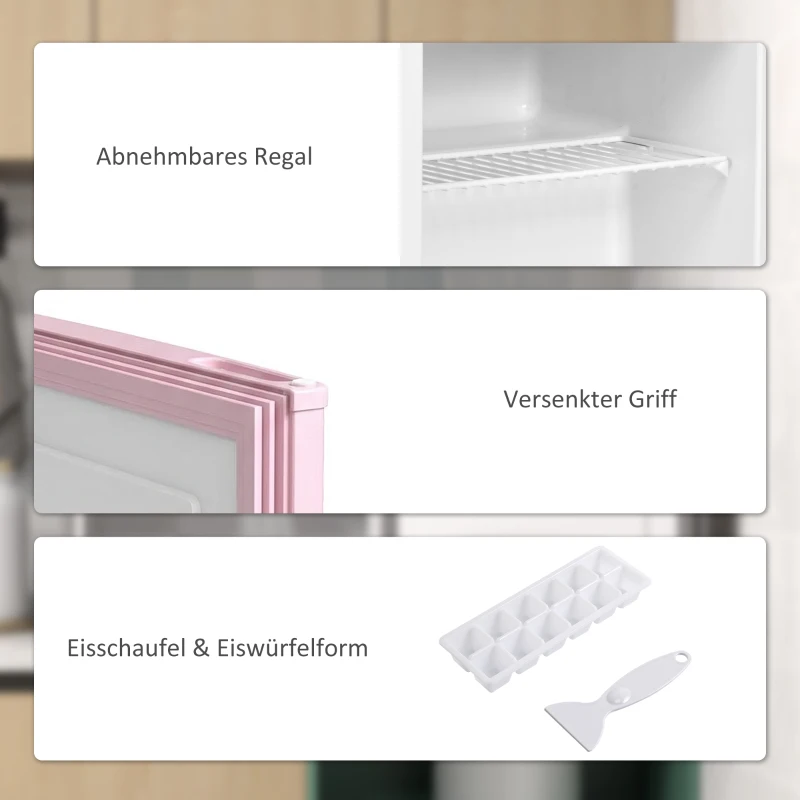 HOMCOM Tischgefrierschrank mit 35 Liter Kapazität, kleiner Gefrierschrank mit umkehrbarer Tür, Rosa