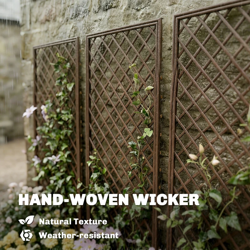 Outsunny Garden Trellis, Decorative Trellis Panels for Climbing Outdoor Plants, Natural Wood Finish