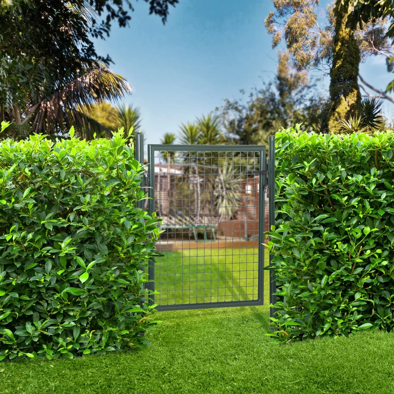 HOMCOM Green Steel Garden Gate with Lock and 3 Keys 97 x 150cm, Green