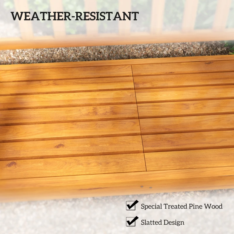 Outsunny Wooden Bench with Liftable Middle Table, Outdoor Bench, Patio Loveseat for Porch, Garden, Seats 2-3 People