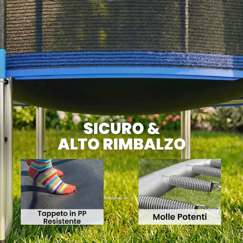 SPORTNOW Trampolino 305 cm con rete di protezione e scaletta per esterni.