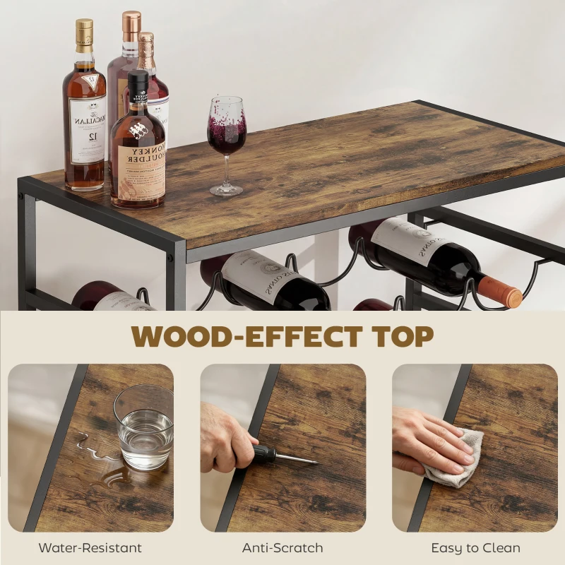 HOMCOM 30 Bottles Wine Rack, 6 Tier Free Standing Wine Storage Holder with Wood Effect Tabletop, Rustic Brown