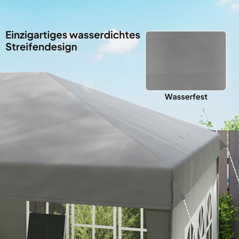 Outsunny Pavillon ca. 3x6m Wasserdicht Pop-up Faltpavillon mit 4 Seitenwänden, Fenster UV-Schutz Tragetasche Grau