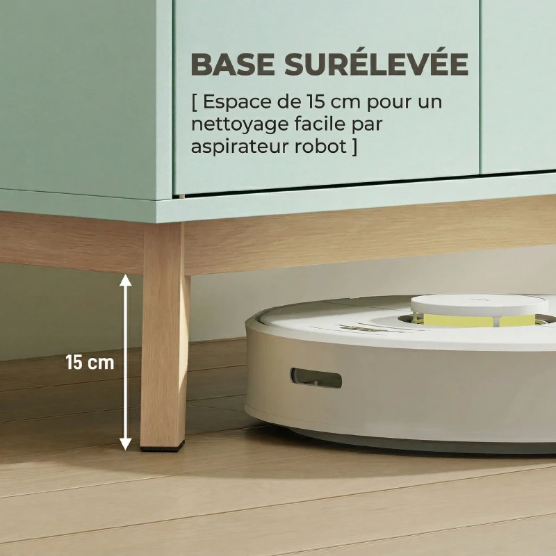 HOMCOM Meuble TV 120 cm, meuble télé pour téléviseur jusqu'à 36 pouces avec 2 portes, tiroir, compartiment ouvert, vert clair