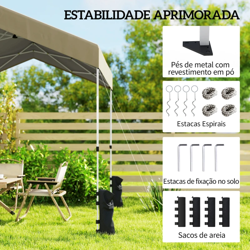 Outsunny Tenda Dobrável 2,4x2,4 m Pop-up UPF50+ Bloqueio Central Altura Ajustável Bolsa de Transporte Sacos de Areia Bege