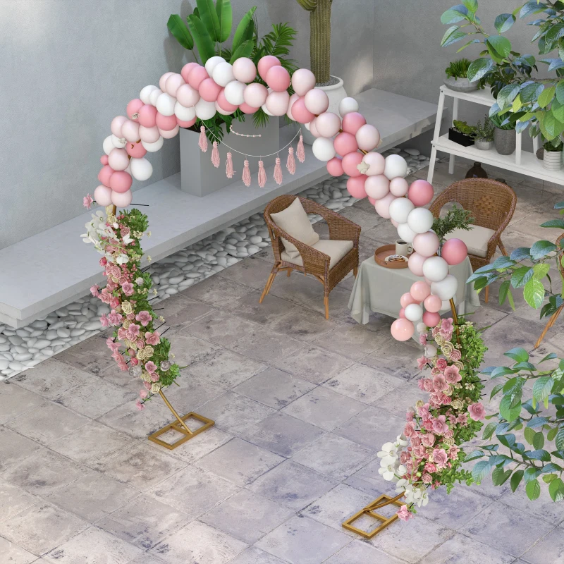 Outsunny 280cm Gold Backdrop Stand, Round Metal Wedding Arch for Birthday Party, Bridal Shower, Graduation, Ceremony