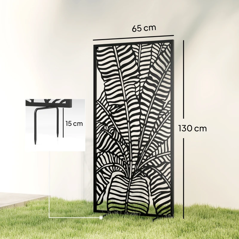Outsunny Raumteiler 65 x 130 cm Freistehend Hängend Paravent, Trennwand Sichtschutz aus Metall Schwarz