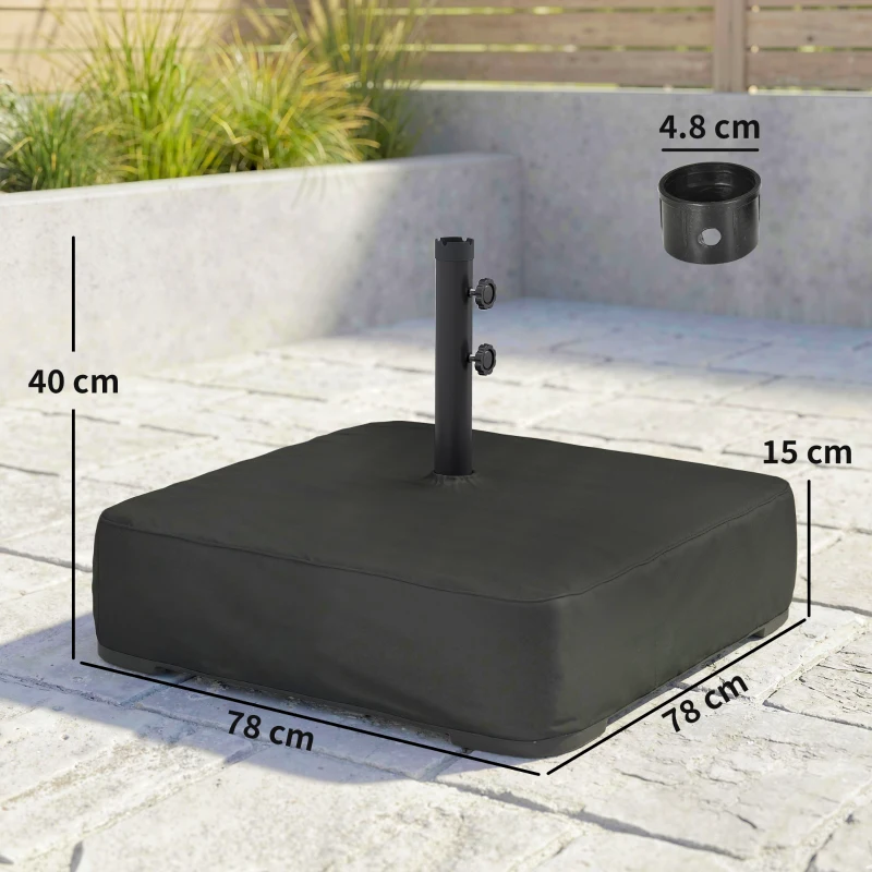 Outsunny Bază pentru Umbrelă Reumplibilă cu Nisip 80 kg/Nisip Umed 90 kg, pentru Tije de Ø48 mm, Negru