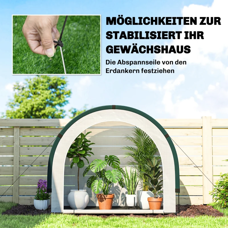 Outsunny Gewächshaus mit gewölbte Oberseite, Klappbar Foliengewächshaus 200 x 80 x 164 cm Grün